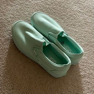 Vans aqua green slip on